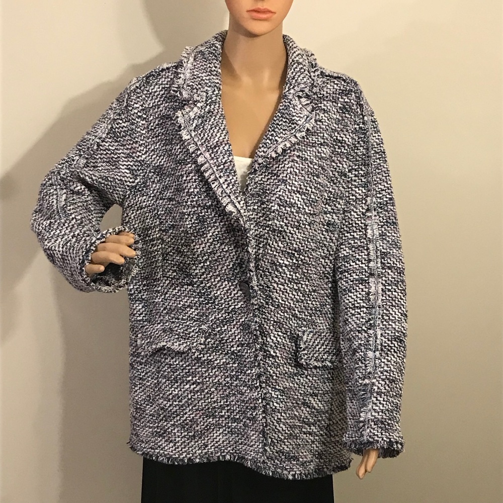 Chico's Tweed Purple, Blue, and White Blazer XL Size 3